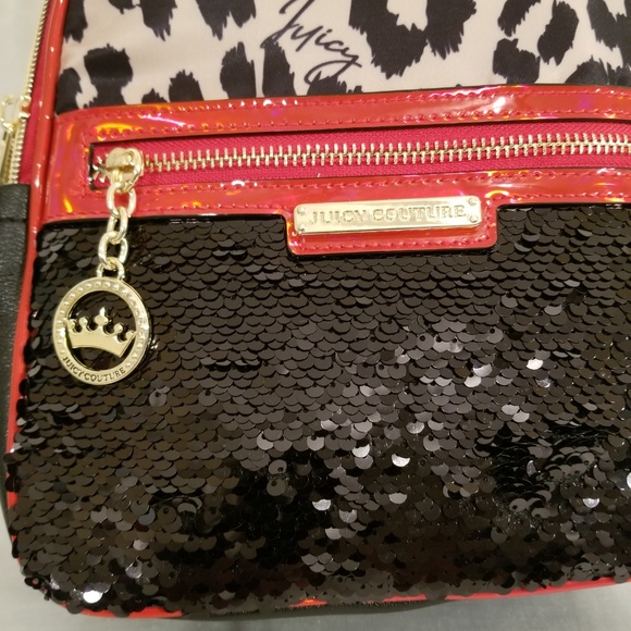 Juicy Couture Natural Leopard Clashing Hearts Color Black and Red Brand New - Picture 7 of 8